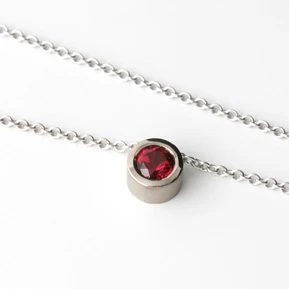 Pink tourmaline pendant on white gold chain