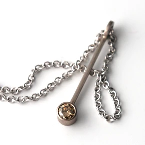 White gold pendant with coffee diamond 0,12ct on chain