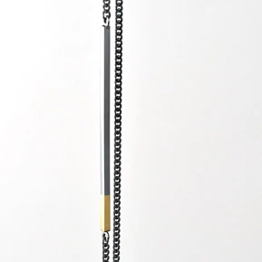 Necklace /oxidized silver w gold end