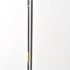Necklace /oxidized silver w gold end