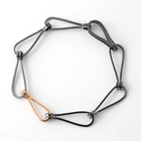 Bracelet oxidised silver and 18k gold