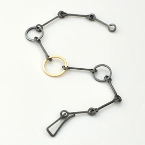 Bracelet oxidised silver and 18k gold