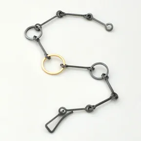 Bracelet oxidised silver and 18k gold