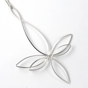 Long silver pendant on chain