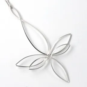 Long silver pendant on chain